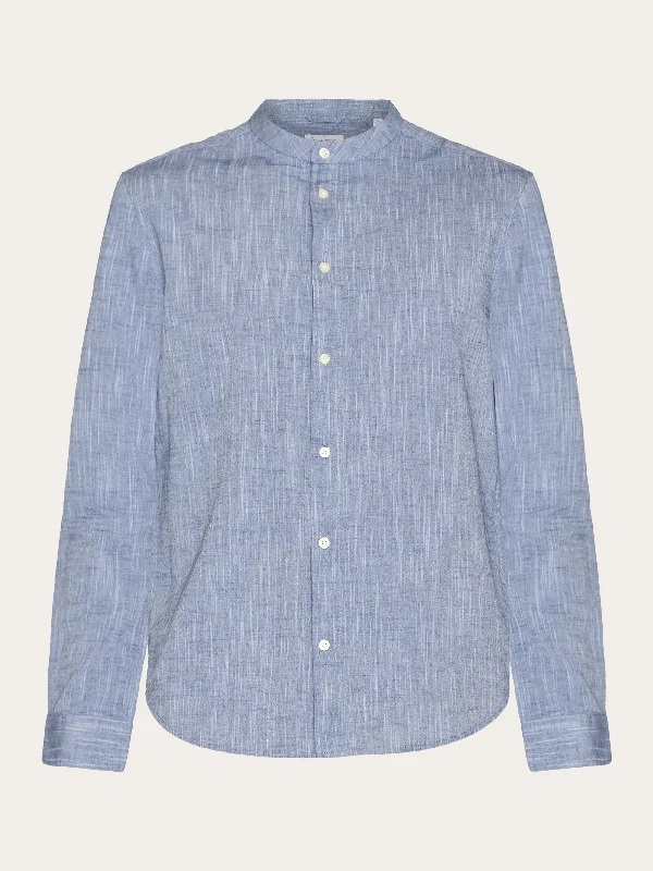 Men's Spread-Collar Shirts for a Bold StatementCustom fit linen stand collar shirt - Total Eclipse