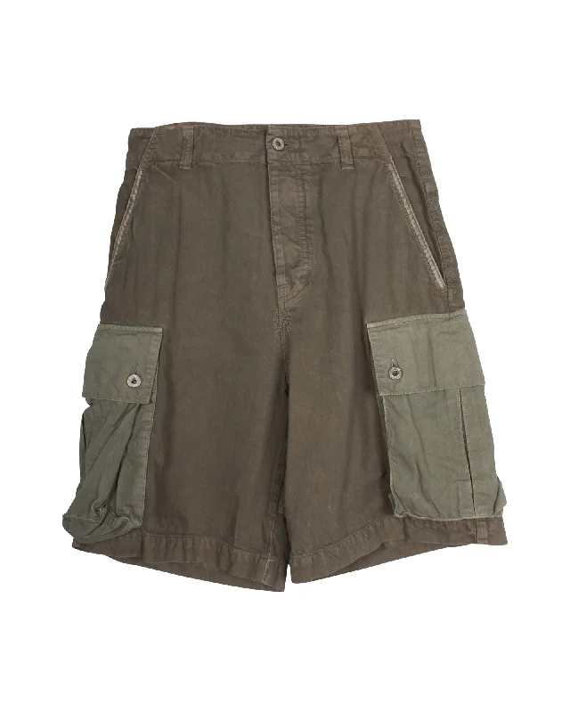 Men's Twill Pants for a Dressy LookLoewe Cargo Shorts in Khaki Cotton