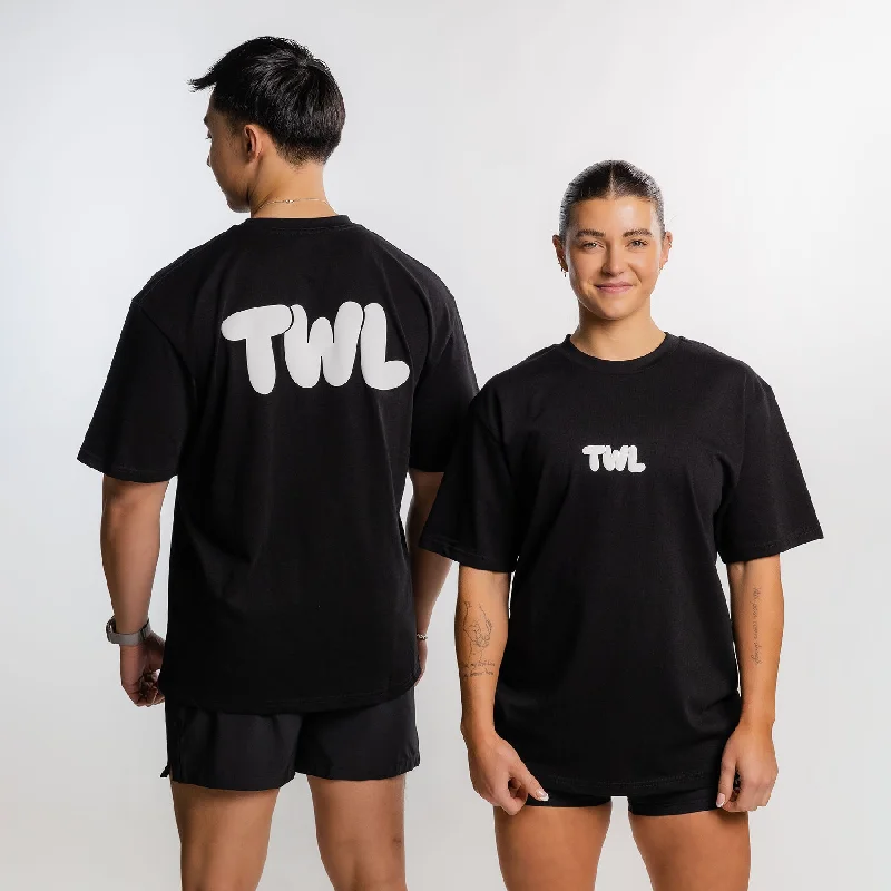 Men's Shirts with Belt AttachmentsTWL - LIFESTYLE OVERSIZED T-SHIRT - TWL PUFF - BLACK