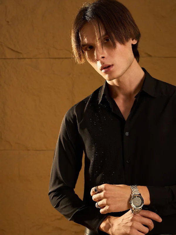 Men's Geometric Print Shirts for a Modern TwistBlack Partywear Shirt