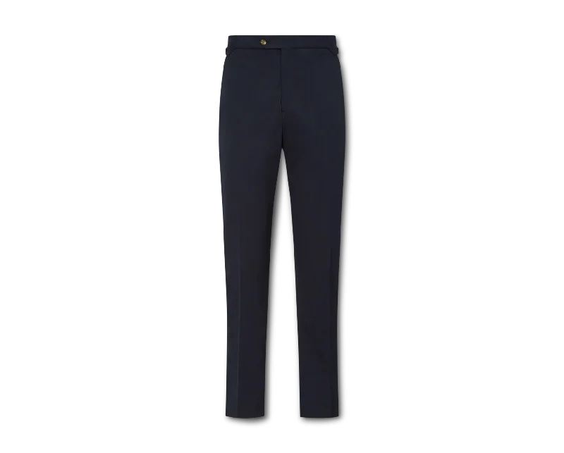 Men's Pants with Hidden ButtonsNavy Flat Front Cotton Chinos