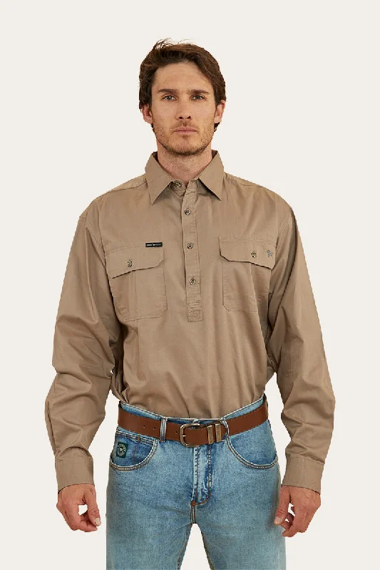 Men's Bamboo Fiber Shirts for Softness and BreathabilityKing River Mens Half Button Work Shirt - Mushroom