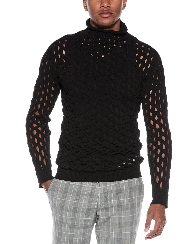 Valentino Open Cable Turtleneck Sweater