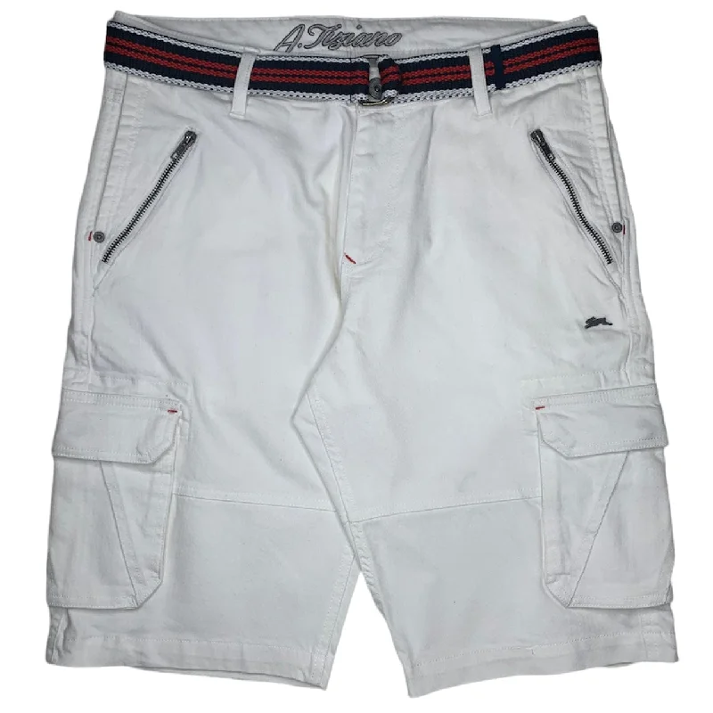 Men's Pants with Shallow PocketsA. Tiziano Carlos Denim Short (White) - 72ATC1402
