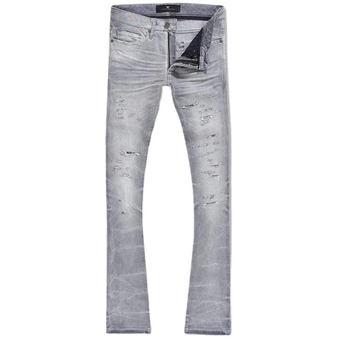 Men's Pants with Faux Leather PatchesJordan Craig Martin Stacked Amsterdam Monochrome Denim (Arctic Grey)