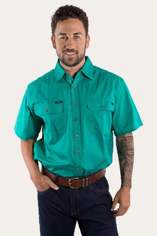 Men's Hawaiian Print Shirts for Luau PartiesLake Argyle Mens Short Sleeve Full Button Work Shirt - Green