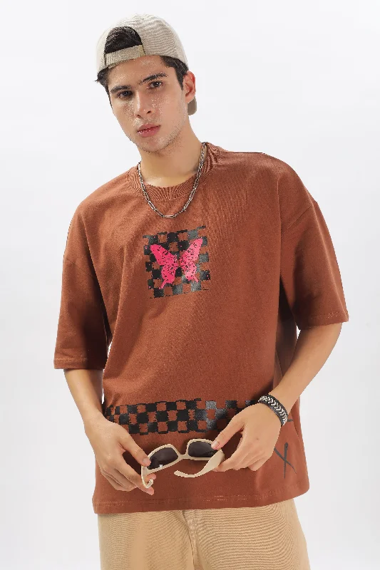 Men's Shirts with Hidden ButtonsTranscendence Over Sized T-Shirt - Brown