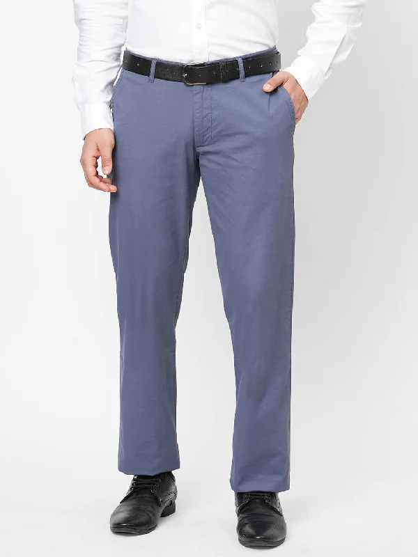 Men's Pants with SuspendersMen's Lblue Cotton Lycra Regular Fit Pant