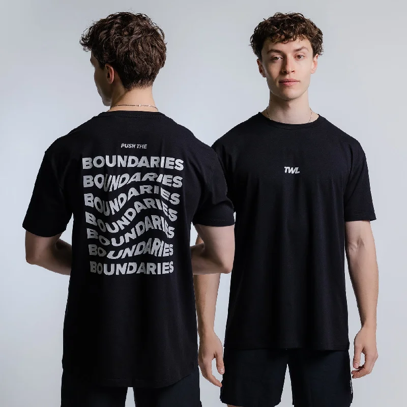 Men's Shirts with Scoop NecksTWL - OVERSIZED T-SHIRT - PUSH THE BOUNDARIES - BLACK