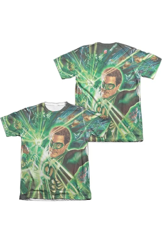 Men's Shirts with Barrel CuffsGreen Lantern Lantern Burst (Front/Back Print) Adult 65/35 Poly/Cotton Short Sleeve Tee / T-Shirt