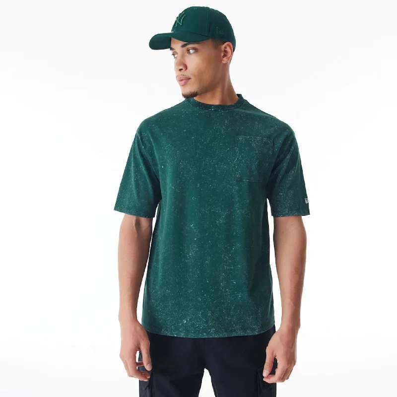 Men's Shirts with Plaid PatternsNew Era Wash Dark Green Oversized T-Shirt