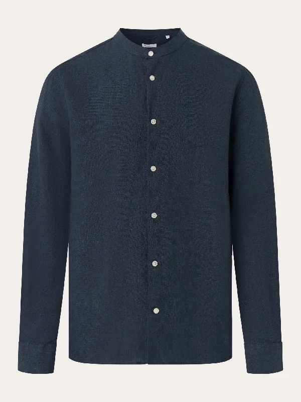 Men's Oxford Shirts for a Preppy StyleCustom fit linen stand collar shirt - Total Eclipse