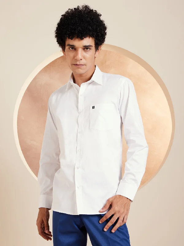 Men's Pattern-Play Shirts for a Fun TwistDENNISON White Pure Cotton Formal Shirt