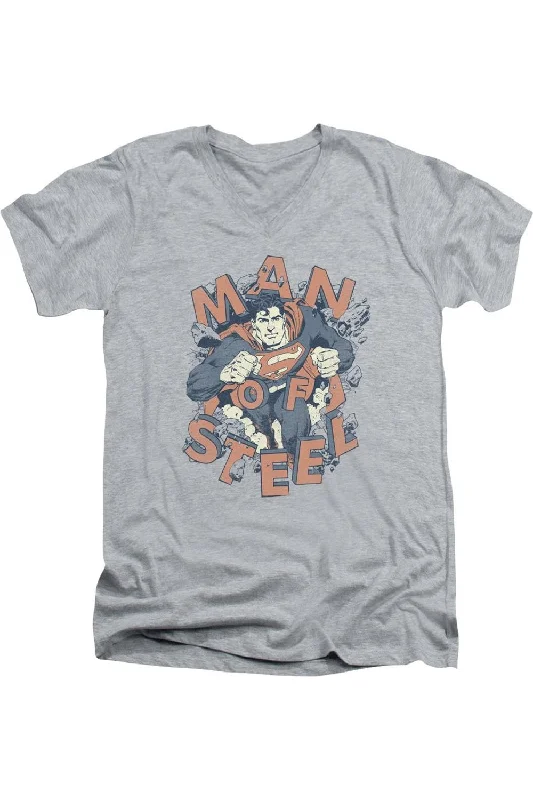 Men's Shirts with Antimicrobial TreatmentSuperman Coming Through Short Sleeve Adult V Neck Tee / T-Shirt