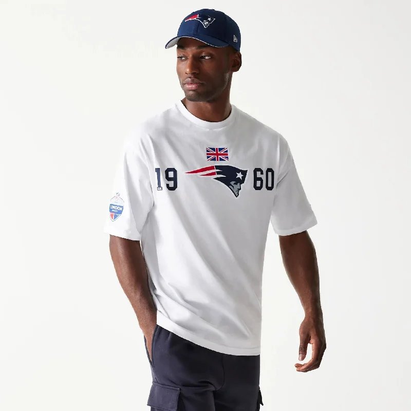 Men's Performance Shirts for SportsNew England Patriots NFL Games Square Arch White Oversized T-Shirt