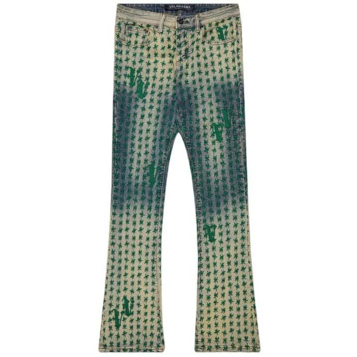 Men's Chino Shorts for Warm WeatherValabasas Asterisk Stacked Flare Jean (Blue/Green) VLBS1101623