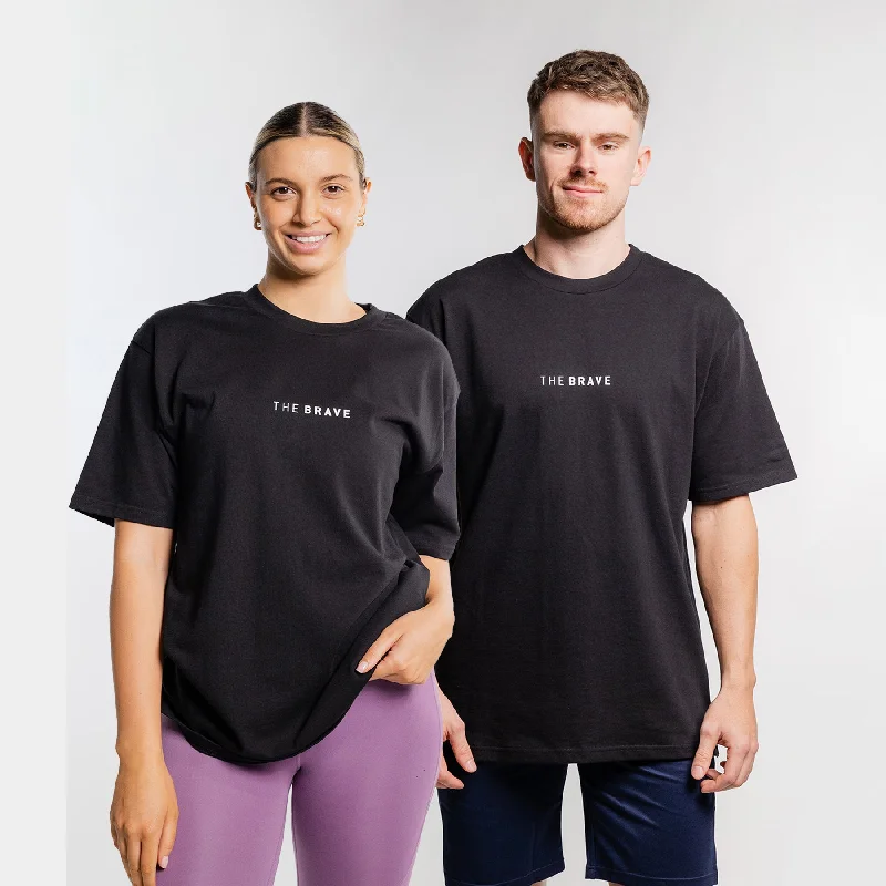 Men's Shirts with Mock NecksTHE BRAVE - LIFESTYLE OVERSIZED T-SHIRT - BLACK/WHITE
