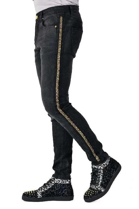 Men's Pants with SuspendersChain on love Jeans
