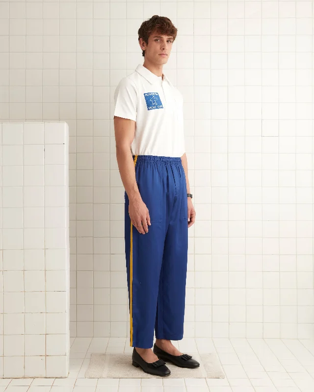 Men's Pants with Flap PocketsSatin Track Pants - Blue