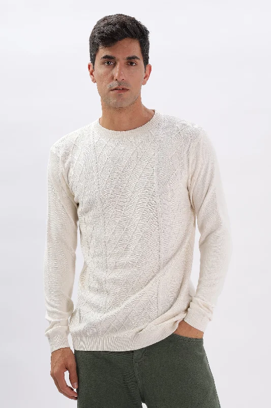 Classic Men's Button-Up ShirtsWinter Weave Knit T-Shirt: White