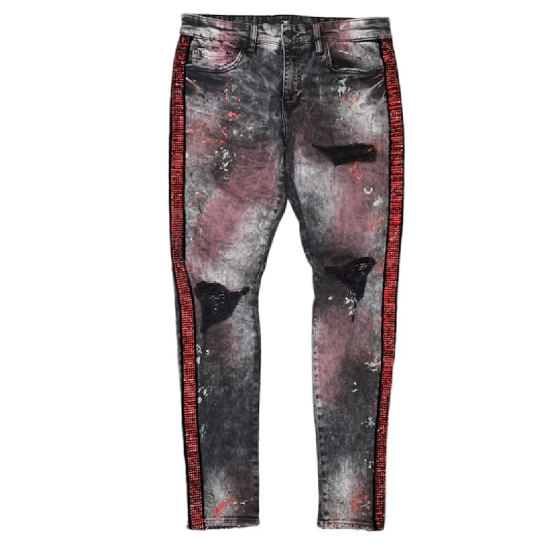 Men's Pants with Functional PocketsJordan Craig Ross Vegas Striped Denim 2.0 (Bred) JM3466