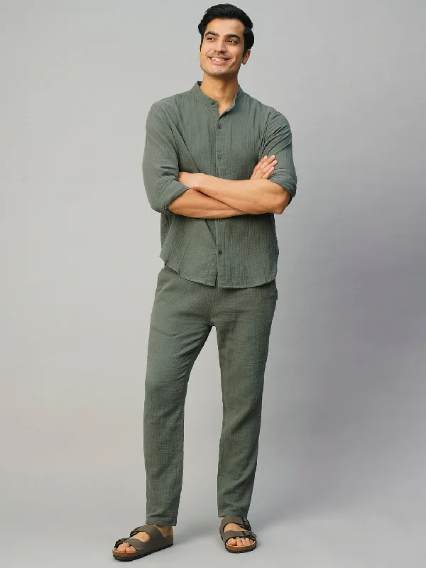 Lightweight Men's Linen PantsMen's Grey Cotton Loose Fit Pant