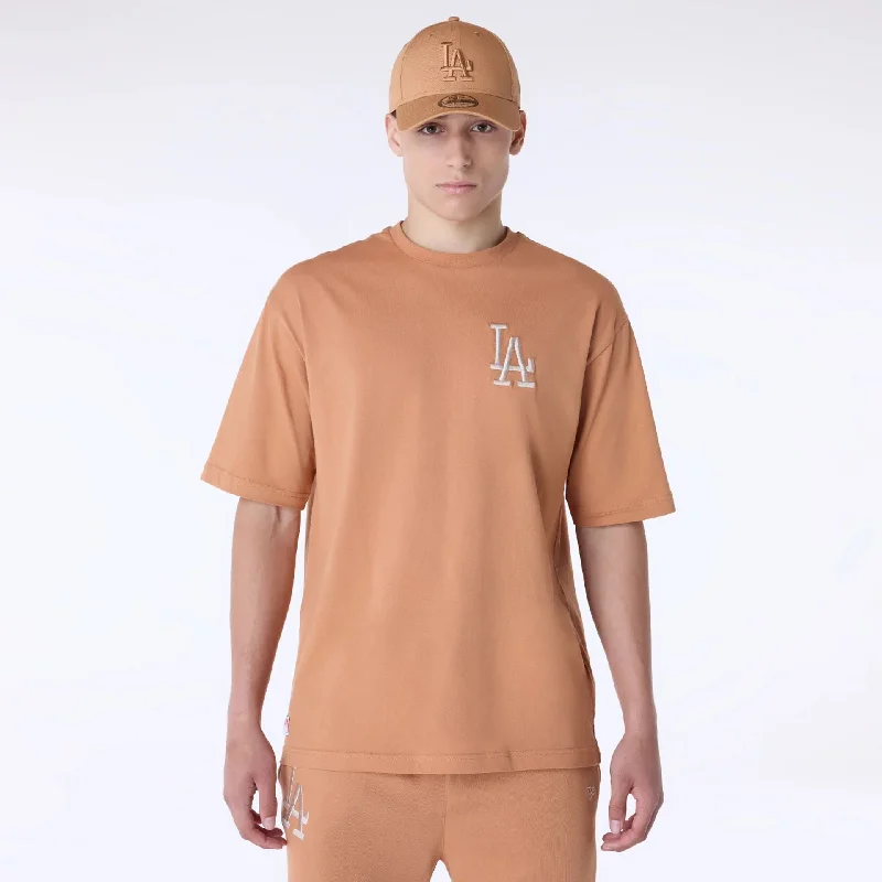 Casual Men's T-ShirtsLA Dodgers MLB League Essential Dark Beige Oversized T-Shirt