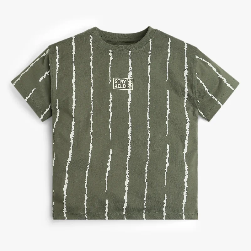 Men's Shirts with Hidden ButtonsBoys Striped Crew Neck Weekend T-Shirt
