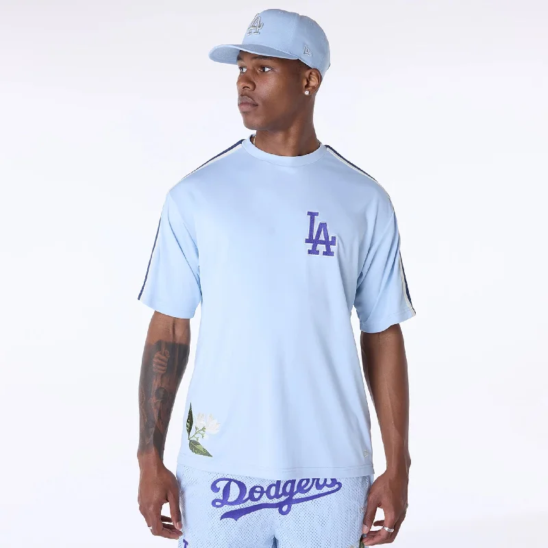 Men's Shirts with Spread CollarsLA Dodgers MLB Floral Pastel Blue Oversized T-Shirt