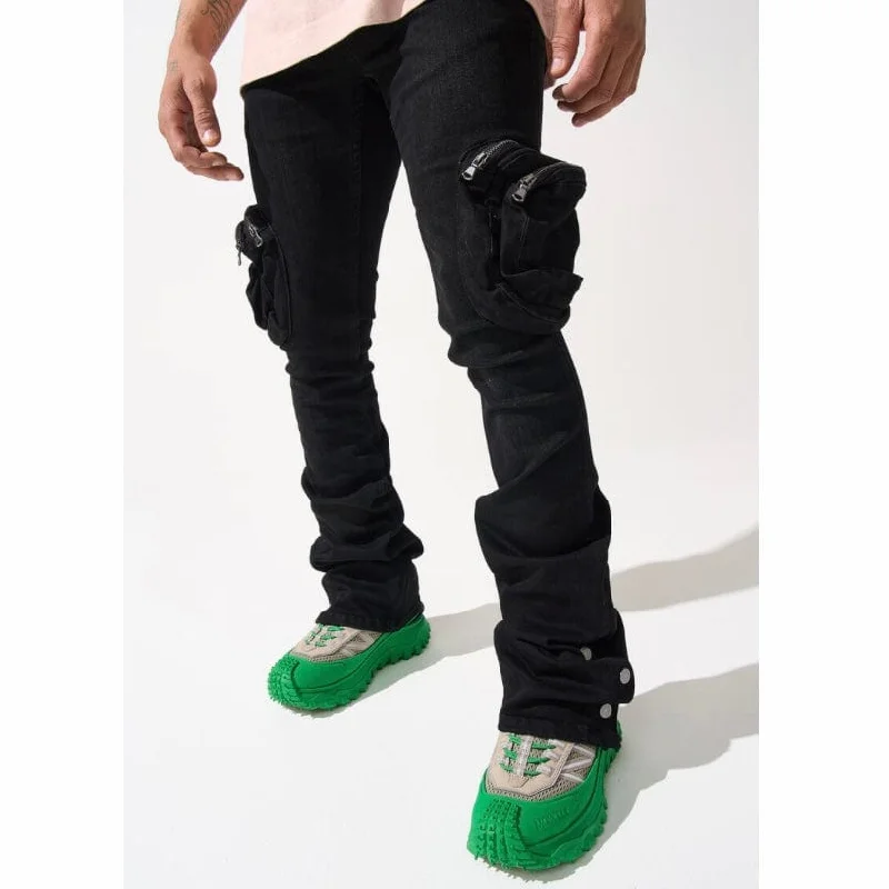 Men's Pants with Moisture-Wicking PropertiesSerenede Dua Stacked Jeans (Black) DUA-WASHED