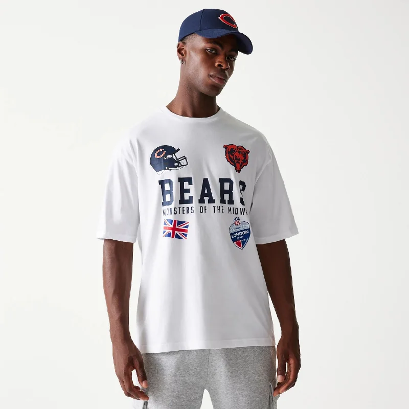 Men's Shirts for CampingChicago Bears NFL Games Collegiate White Oversized T-Shirt