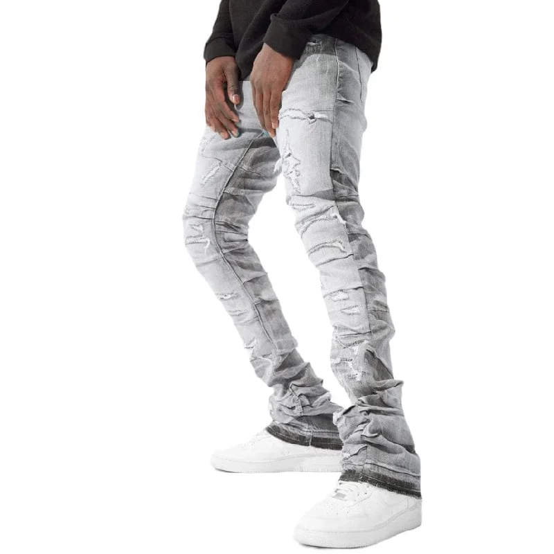Men's Pants with Wrinkle-Resistant FabricJordan Craig Martin Stacked Ripple Effect Denim (Bone White) JTF1157