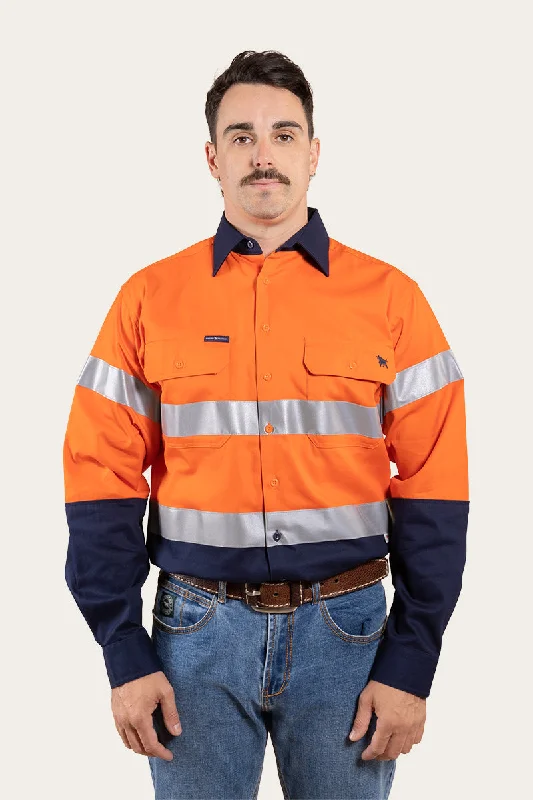 Classic Men's Dress ShirtsBroken Hill Mens Full Button High Vis Work Shirt - Neon Orange
