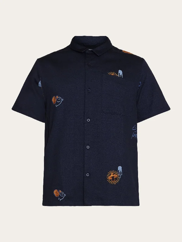 Men's Logo T-Shirts for Brand RepresentationBox fit short sleeve shirt with embroidery - GOTS/Vegan - Night Sky
