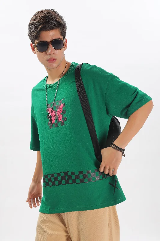 Men's Shirts with Contrast CollarsTranscendence Over Sized T-Shirt - Green