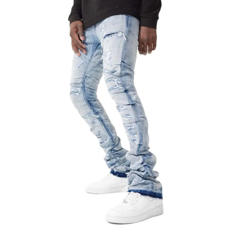 Men's Pants with Functional PocketsJordan Craig Martin Stacked Ripple Effect Denim (Sky Blue) JTF1157