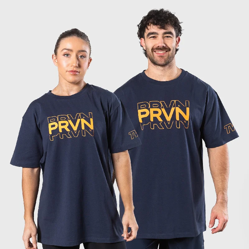 Men's Shirts with Pin CollarsTWL - OVERSIZED T-SHIRT - PRVN - MIDNIGHT NAVY/FIRE