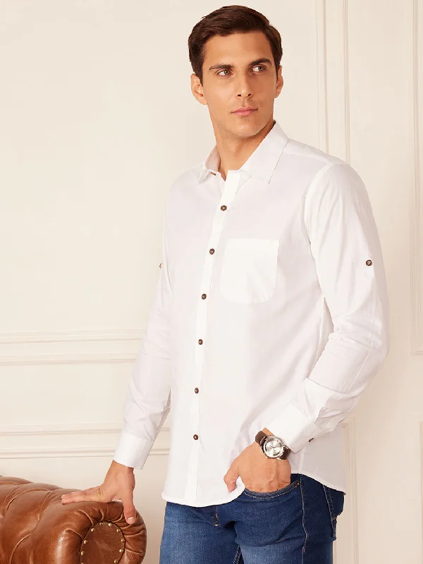 Men's Spread-Collar Shirts for a Bold StatementDENNISON White Hemp Shirt