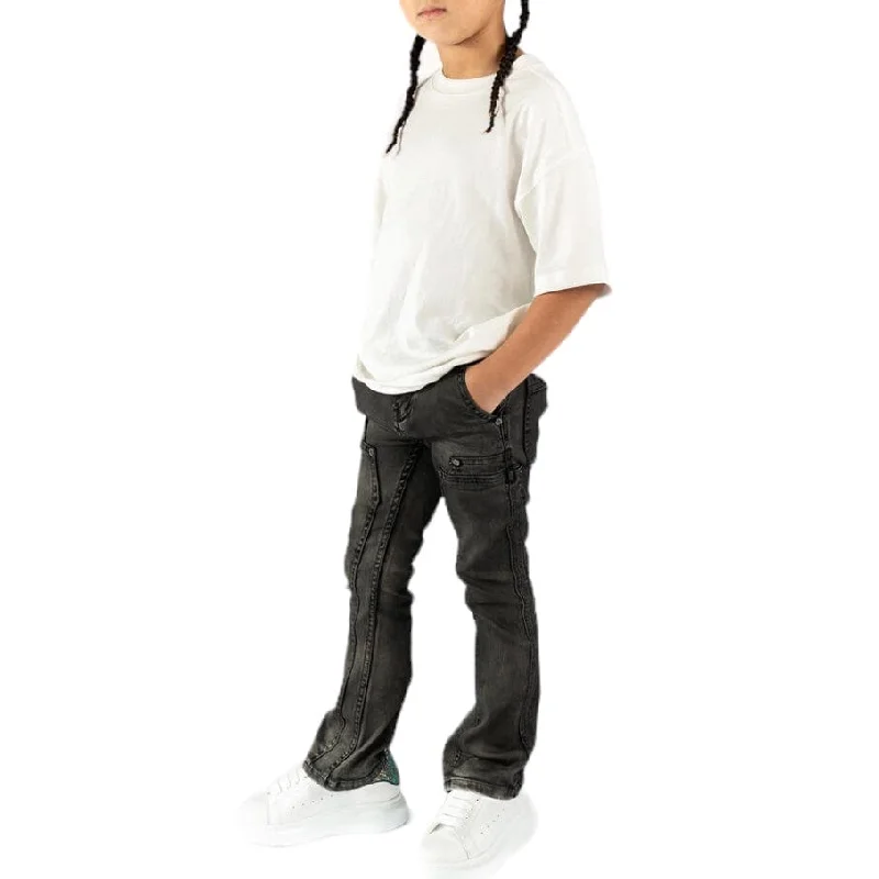 Men's Straight-Leg Jeans for a Classic FitKids Serenede Rain Stacked Jeans (Grey)