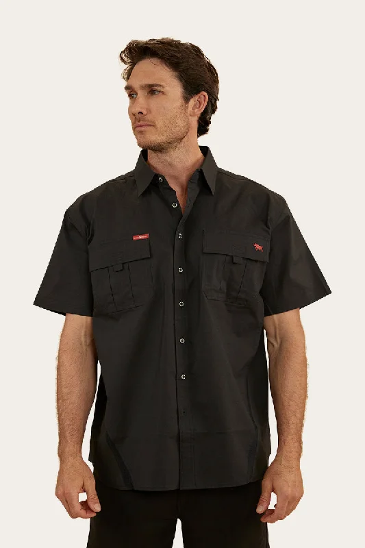 Durable Men's Work ShirtsBulgarra Mens Ripstop Full Button Work Shirt - Black