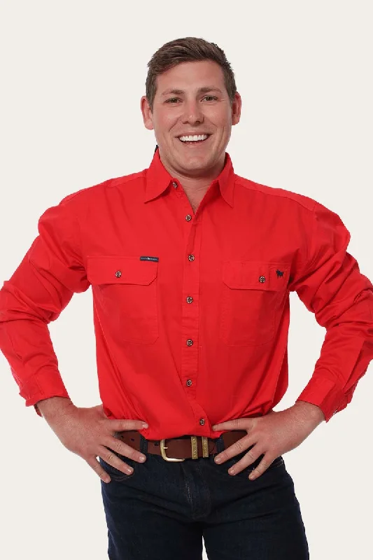 Men's Hawaiian Print Shirts for Luau PartiesKing River Mens Full Button Work Shirt - Red