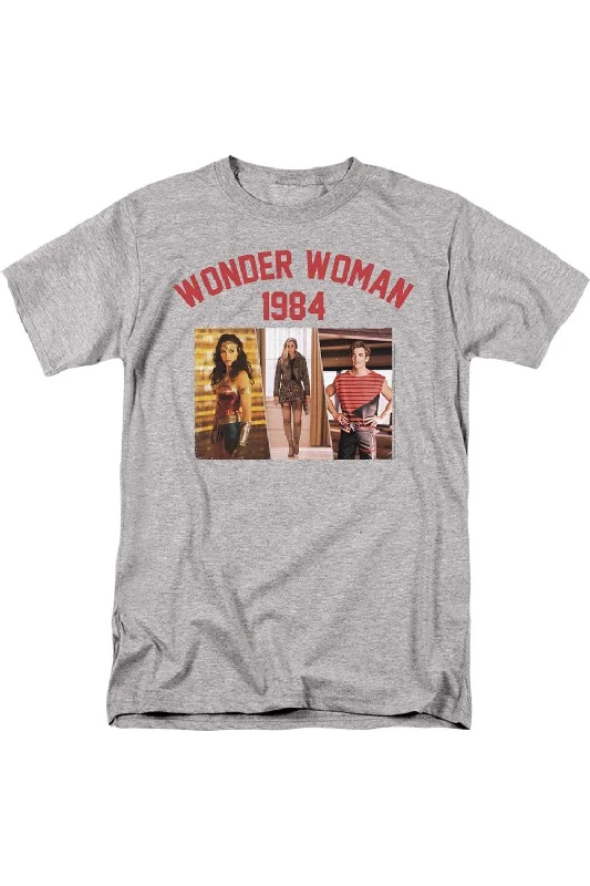 Men's Shirts with Belt LoopsWonder Woman 84 Collegiate Montage Short Sleeve Adult Tee / T-Shirt