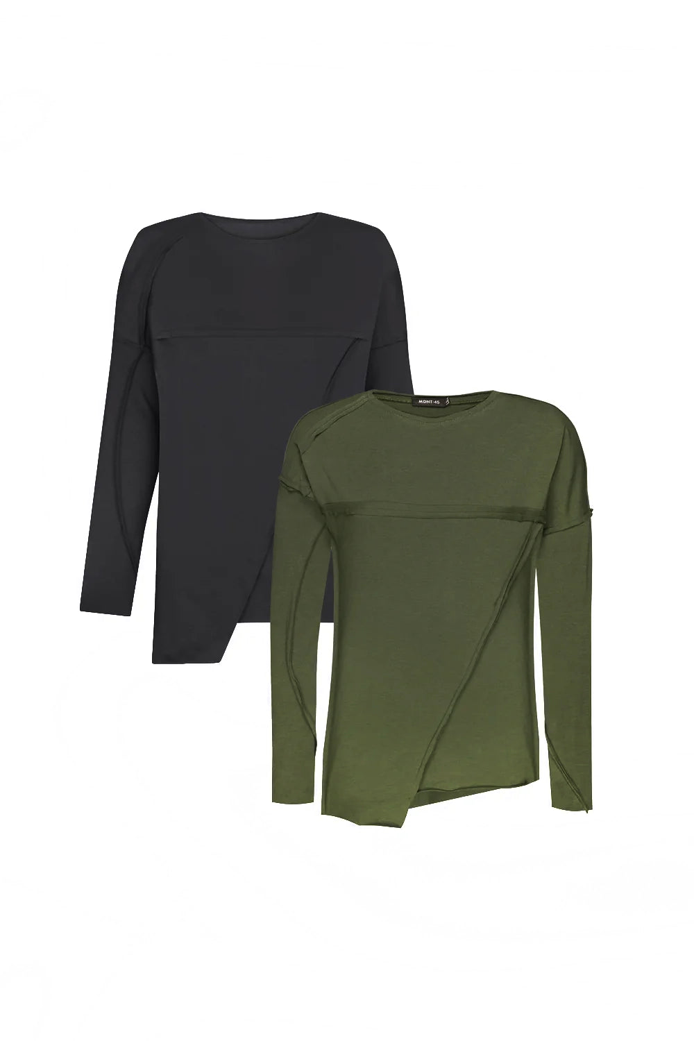 Men's Shirts with Geometric PatternsBundle: Black & Khaki Long Sleeve T-shirt