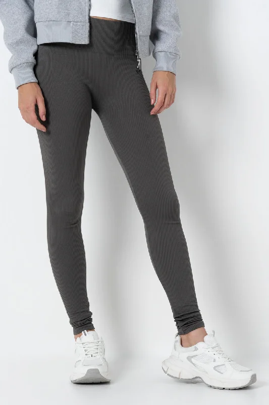 Men's Patterned Pants with ChecksSeamless Rib Leggings _ 156544 _ Charcoal