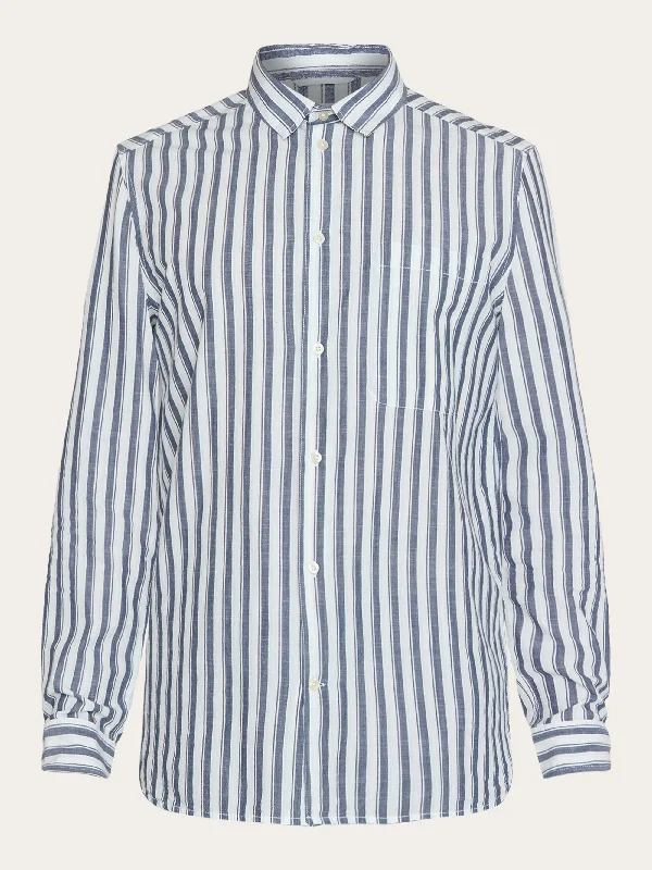 Men's Fishing Shirts for Water SportsLoose striped slub shirt - GOTS/Vegan - Blue stripe