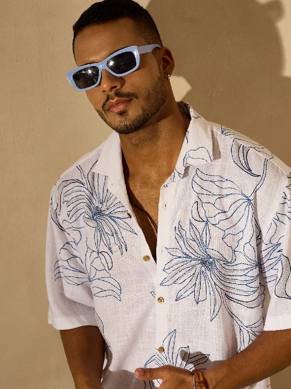 Men's Timeless Dress Shirts for Enduring StyleFloral Printed Drop Shoulder Oversized Shirt
