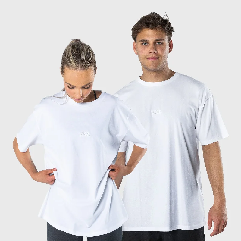 Men's Shirts with Lace-Up HemlinesTWL - OVERSIZED T-SHIRT - TRIPLE WHITE