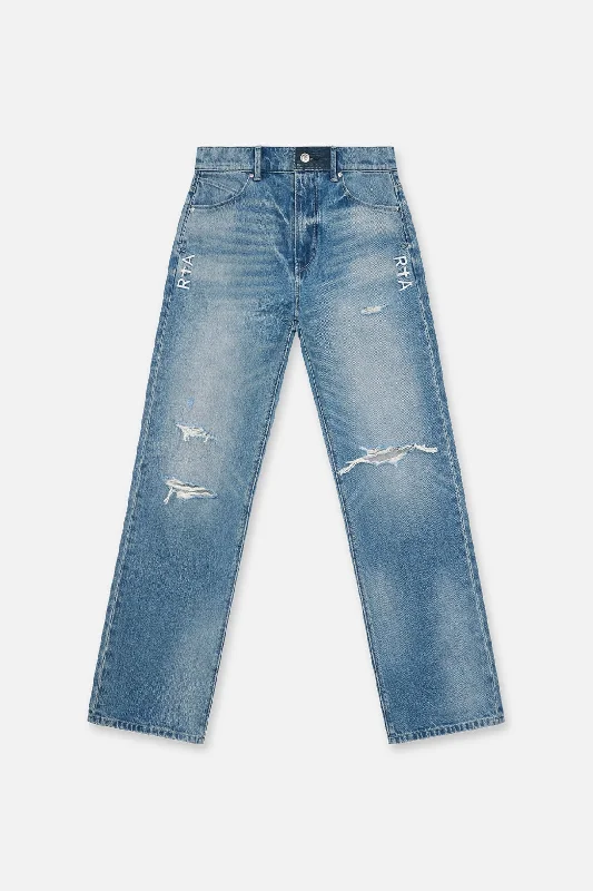 Men's Pants with Ripped and Distressed DetailsJONAS STRAIGHT LEG JEAN | RIPPED MEDIUM WASH