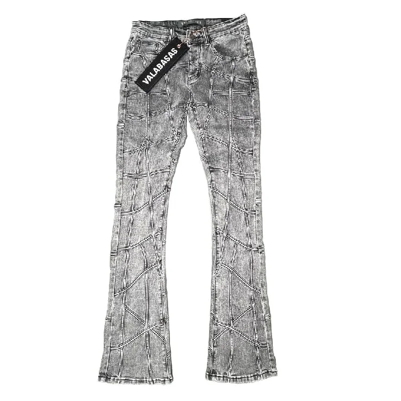 Men's Pants with Appliqué DetailsValabasas Streak Flared Stacked Denim (Grey Washed) VLBS6041