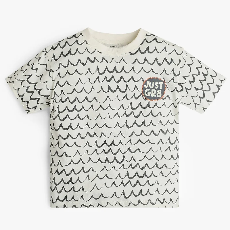 Men's Shirts with Patchwork PatternsBoys Oversize Abstract Crew Neck All Over Geometric Print T-Shirt